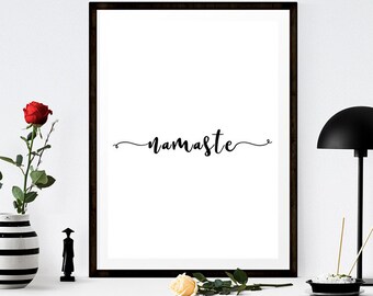 Namaste Quote Sign, Namaste Printable Art, Namaste Typography, Yoga Studio Art, Namaste Home Decor, Typography Decor, Modern Decor,