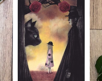 Limited Edition Giclée Print - Witch Art Print - Surreal Wall Art - Gothic Home Decor - Dark Academia Art - Spooky Wall Art - Creepy Cute