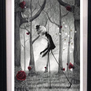 Whimsical Gothic Art Print - Surreal Wall Art - Fantasy Illustration - Pop Surrealism - Whimsigoth Decor -  Fairytale Art - Moon Wall Art