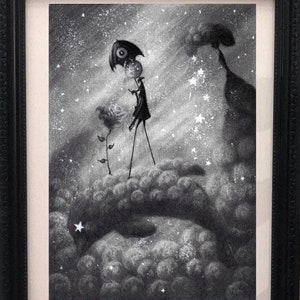 Small Original Whimsical Drawing - Surreal Wall Art - Original Fantasy Illustration - Gift for Art Lovers - FairyTale Art - Pop Surrealism