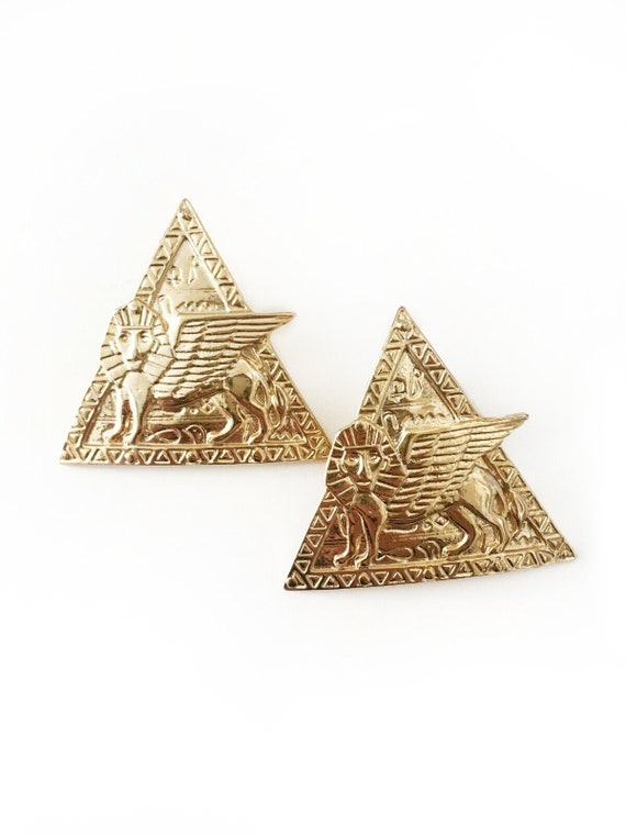 Vintage Pyramid Sphinx Earrings
