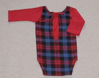 tartan baby sleepsuit