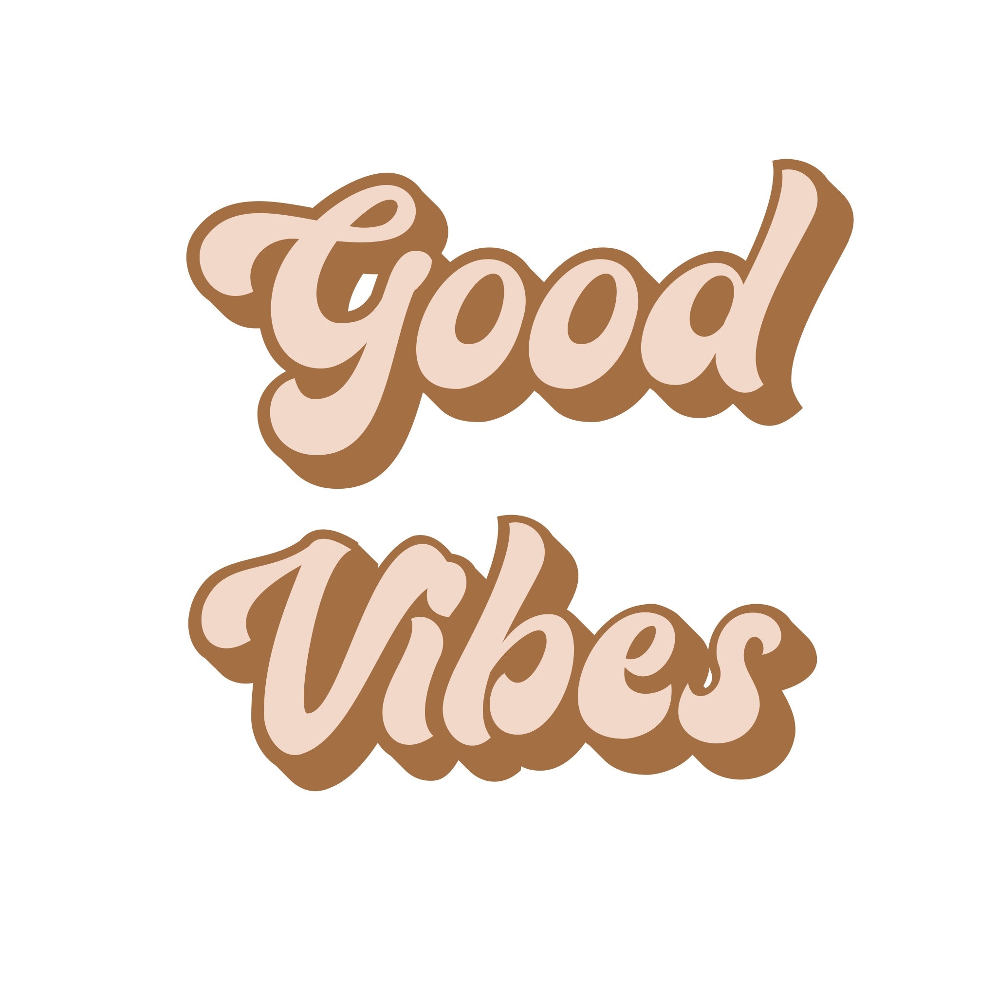 Retro vintage GOOD VIBES hippie quote PNG digital download retro graphic