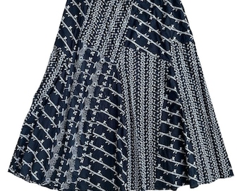 Vintage Black & White Embroidered A-Line Cotton Skirt Size 18W