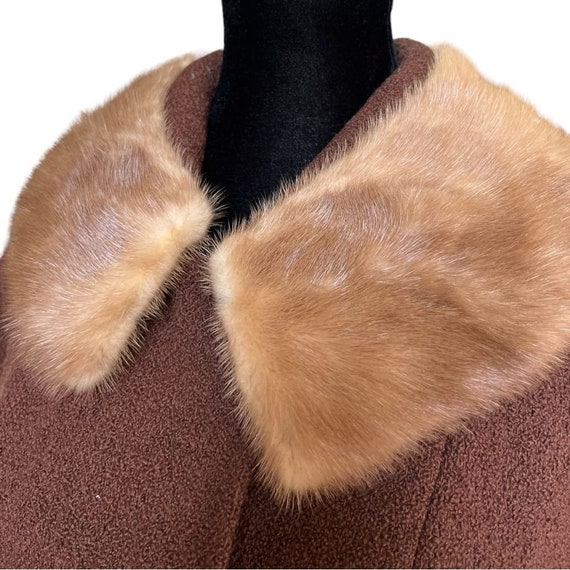 Vintage Penn Craft Brown Wool Coat with Fur Colla… - image 3