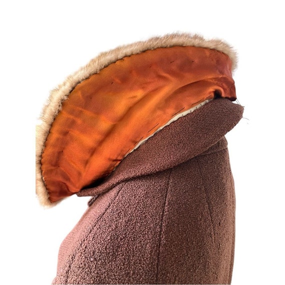 Vintage Penn Craft Brown Wool Coat with Fur Colla… - image 5