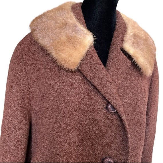 Vintage Penn Craft Brown Wool Coat with Fur Colla… - image 2