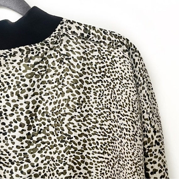 Vintage 100% Silk Leopard Cheetah Printed Bomber … - image 6