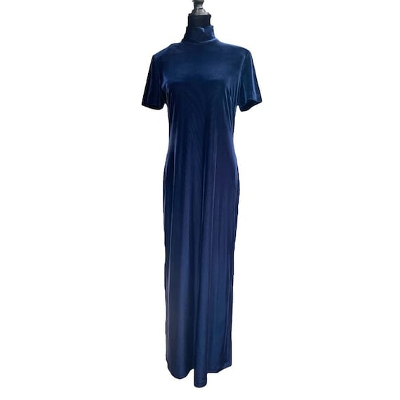 Vintage Kay Unger Maxi Dress Size 10 Fitted Ribbed Velvet Turtleneck Blue Dress - Etsy Vintage Kay Unger Maxi Dress Size 10 Fitted Ribbed Velvet Turtleneck Blue Dress - Etsy