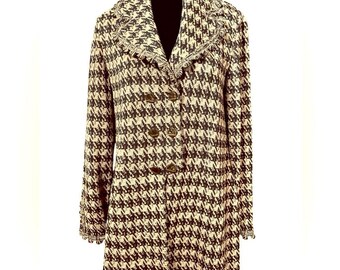 Blazer leggero in lana pied de poule verde vintage Toula, taglia 8