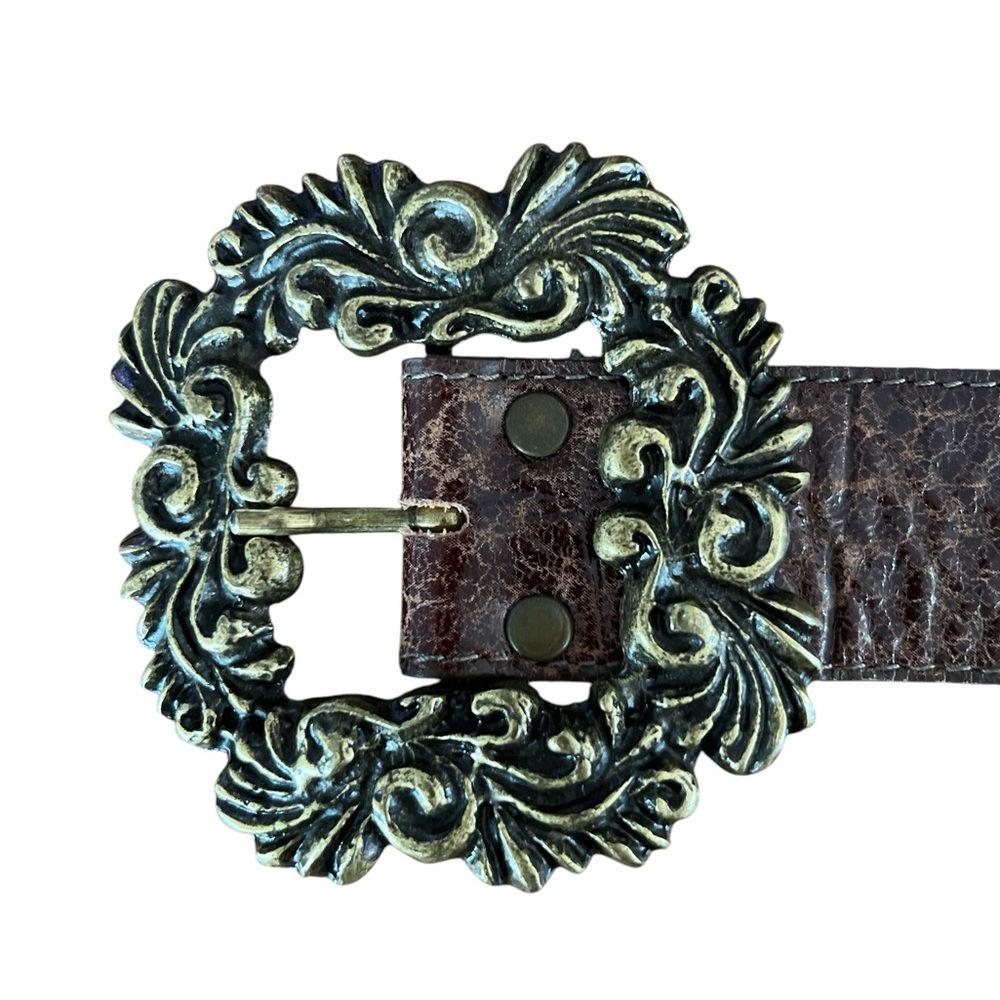Vintage Leather Belt With Heavy Brass Embellishments Boho  display picture 1