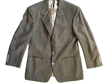 Vintage Pincus Brother Maxwell Brown Window Pane 100% Wool Blazer Coat