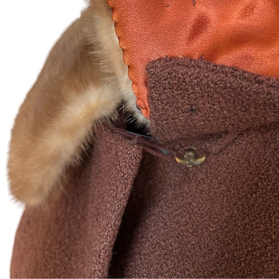 Vintage Penn Craft Brown Wool Coat with Fur Colla… - image 4
