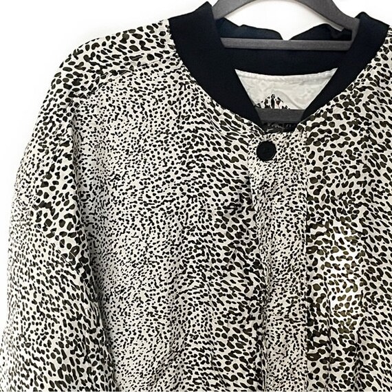Vintage 100% Silk Leopard Cheetah Printed Bomber … - image 1