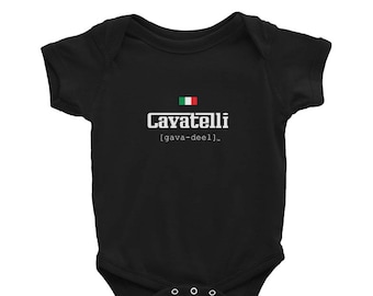 Baby Italian Cavatelli Pronunciation Tee Italy Food Pride Onesie Outfit Bodysuit Funny Gava Deel Gavadeel Shirt Clothing Kids Toddler Jersey