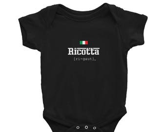 Baby Italian Ricotta Pronunciation Tee Italy Food Pride Onesie Outfit Bodysuit Funny Rigaut Rigut Shirt Clothing Kids Toddler Jersey