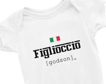 Baby Italian Godson Figlioccio Christening Pronunciation Tee Italy Onesie Bodysuit T-Shirt Clothing Kids Toddler Baby Jersey