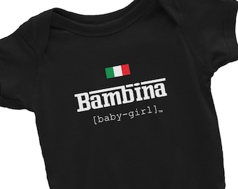 Baby Italian Bambina Pronunciation Tee Italy Food Pride Onesie Outfit Bodysuit Funny Girl Shirt Clothing Kids Toddler Jersey