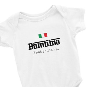 Baby Italian Bambina Pronunciation Tee Italy Food Pride Onesie Outfit Bodysuit Funny Girl Shirt Clothing Kids Toddler Jersey