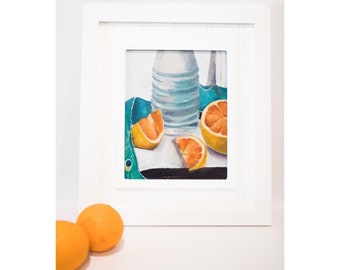Framed Still life Oil painting,Original Art for Home,Minimalist Art Decor,Art for Kitchen,Living Room,Food Art, Representational Wall Art,