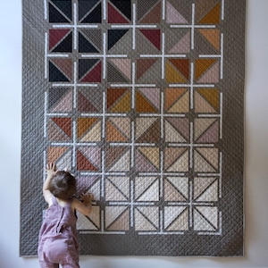 The Adjourn Quilt Pattern PDF Digital Download - Modern Quilting Design for Wall/Pillow, Baby, Throw, and Bed Sizes, Intermediate Level