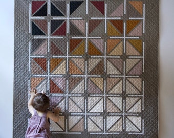 Het Adjourn-quiltpatroon PDF digitale download - Modern quiltontwerp voor muur-/kussen-, baby-, werp- en bedmaten, gemiddeld niveau