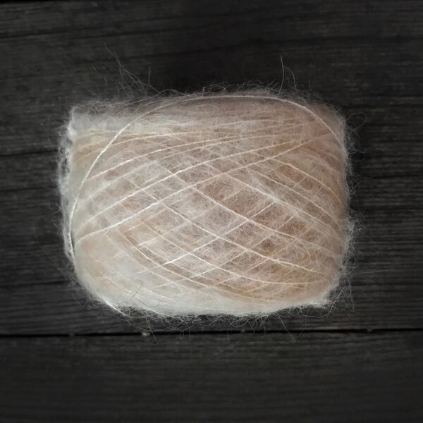 Suri Alpaca/Silk Hand-dyed  |  25 gram/230 yards |  Color: Almond (slightly darker than Cream)