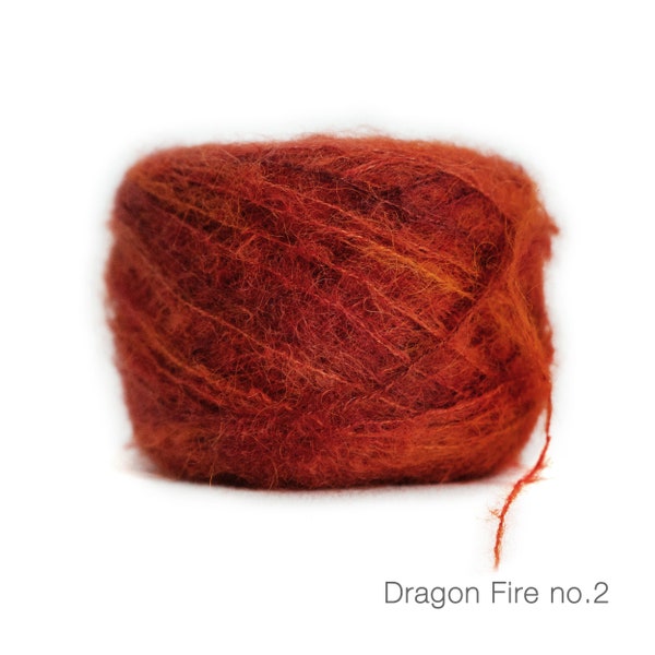 Suri Alpaca/Silk Hand-dyed  |  25 gram/230 yards |  Color: Dragon Fire no.2