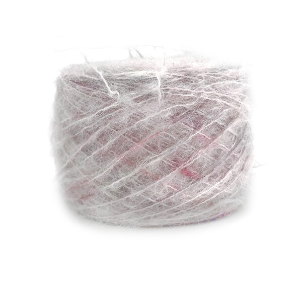 Suri Alpaca/Silk Hand-dyed  |  25 gram/230 yards |  Color: Light Grey with soft Mauve