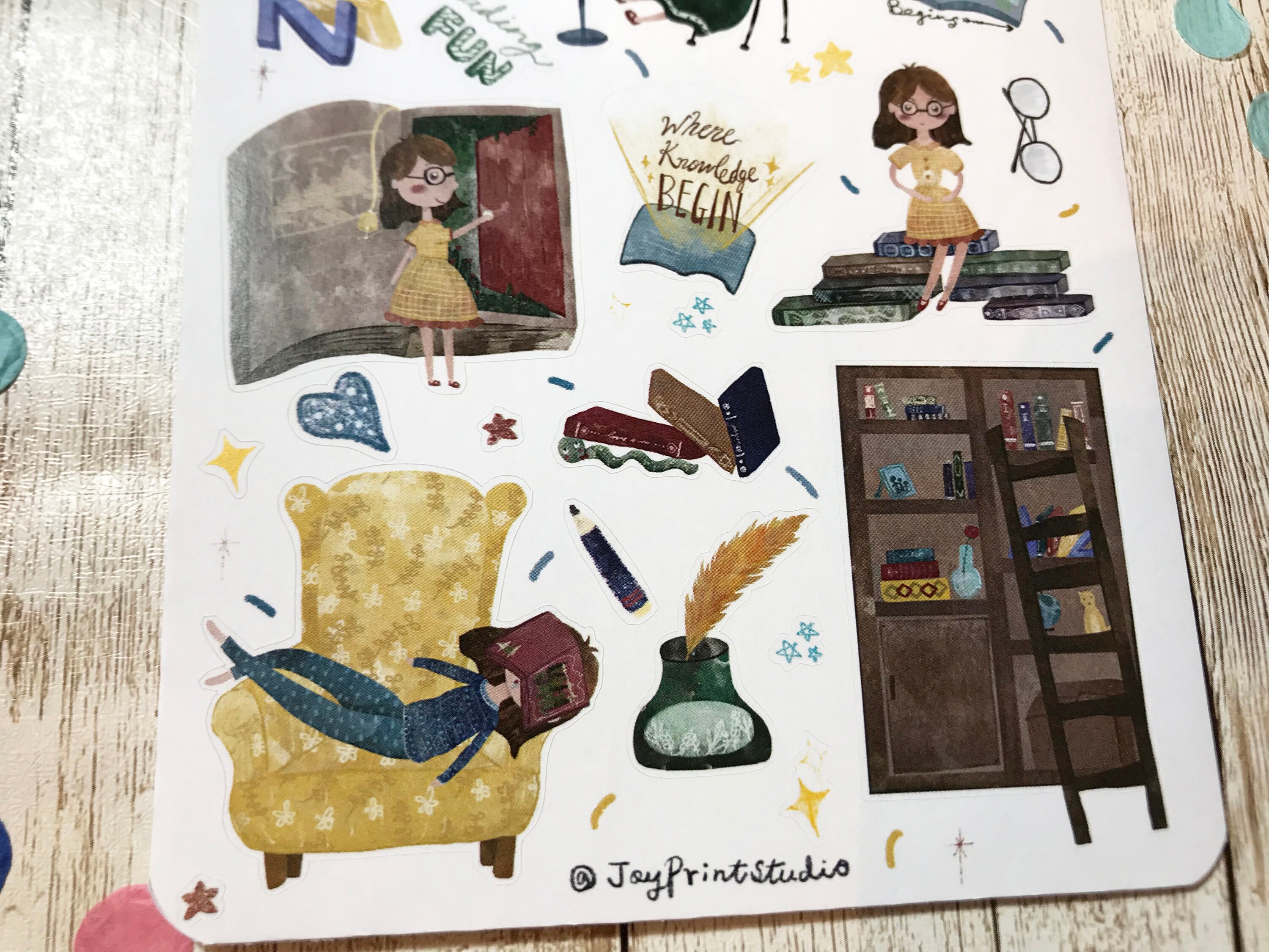 Reading Journal Sticker Study bookish library Bullet Etsy