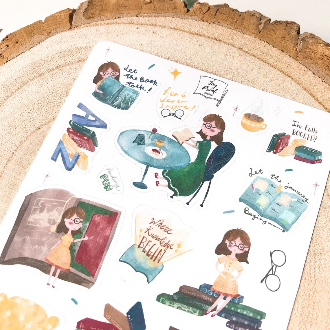 Reading Journal Sticker Study bookish library Bullet | Etsy