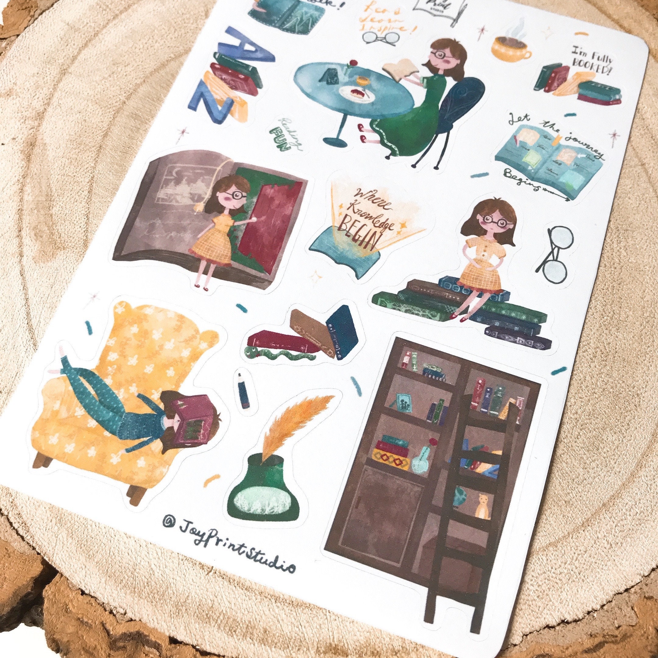 Reading Journal Sticker Study bookish library Bullet | Etsy