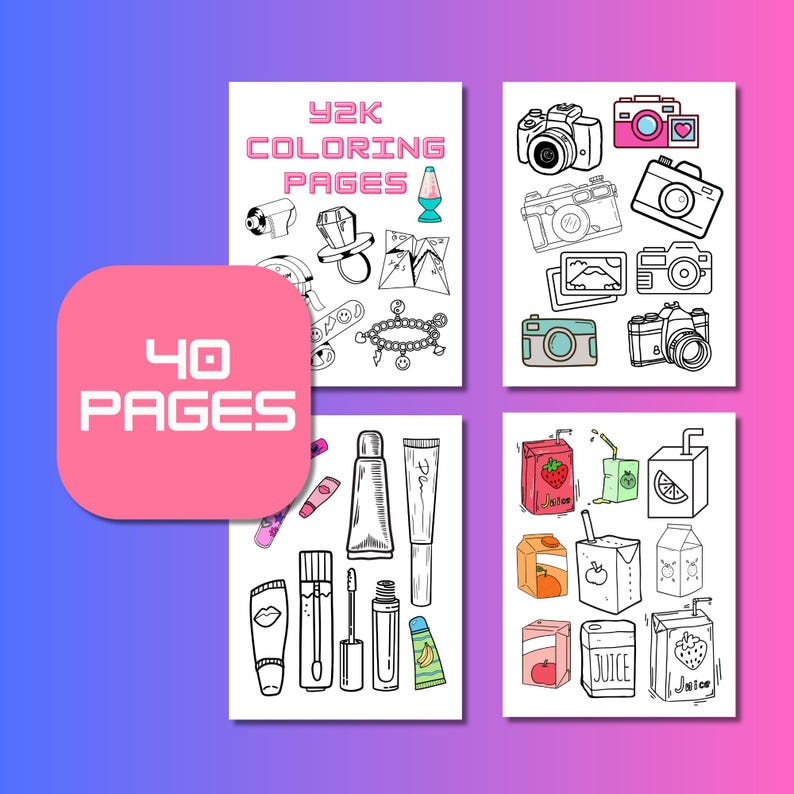 40-page Y2K Coloring Pages Bundle | 2000s Nostalgia Printable Coloring ...