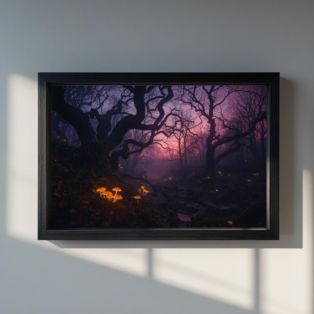 Enchanted Forest Poster Print – Liminal Fantasy Wall Art – Glowing ...