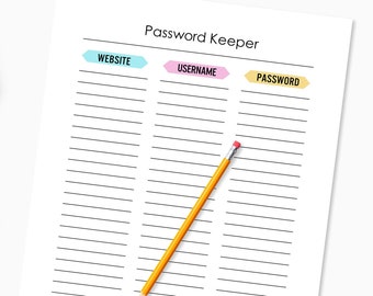 Password Tracker Sheet - Password Log - Website Account Sheet -  PDF - Printable