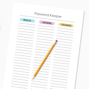 Password Tracker Sheet Password Log Website Account Sheet PDF Printable image 1