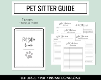 Pet Sitter Guide: Pet Care Manual, Dog & Cat Sitting Forms (PDF, Instant Download)