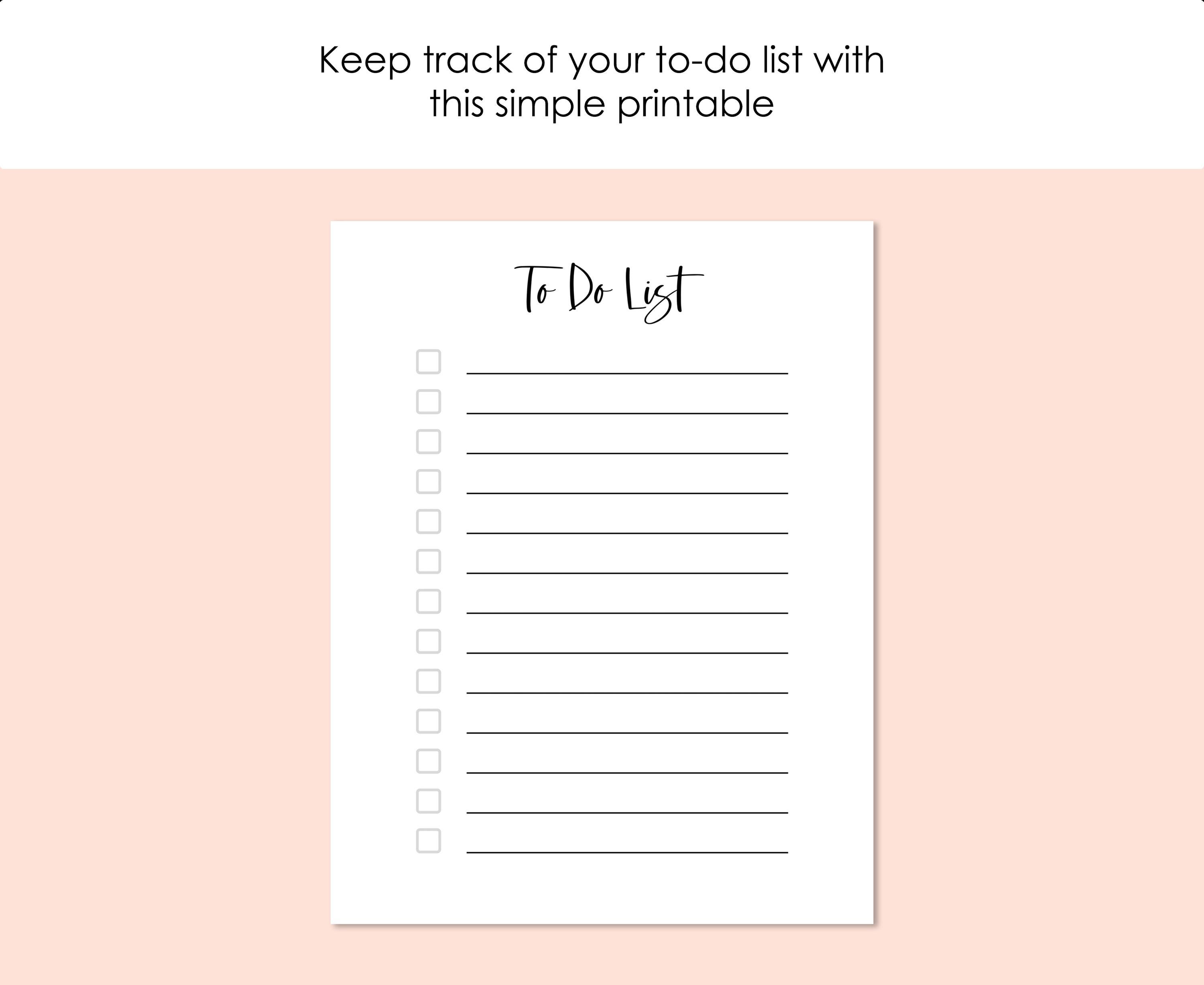 Simple to Do List Printable: Daily Checklist (PDF) - Etsy