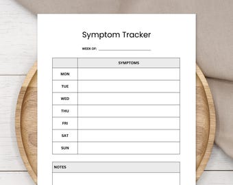 Printable Symptom Tracker – Daily Health Journal & Wellness Log – Instant Digital Download, PDF, Letter-size