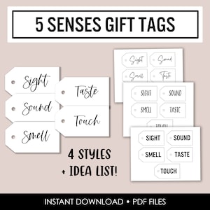 5 Senses Gift Tags: Printable Idea List (PDF Files)