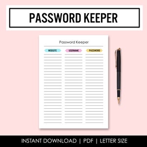 Password Tracker Sheet Password Log Website Account Sheet PDF Printable image 2