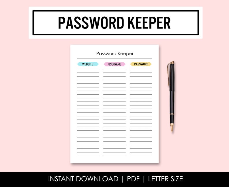 Password Tracker Sheet Password Log Website Account Sheet PDF Printable image 2