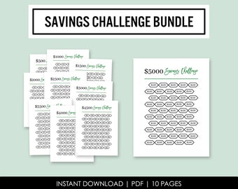 Savings Challenge Bundle, Savings Tracker, Money Challenge, Saving Planner, Budgeting, Set of 10 PDF