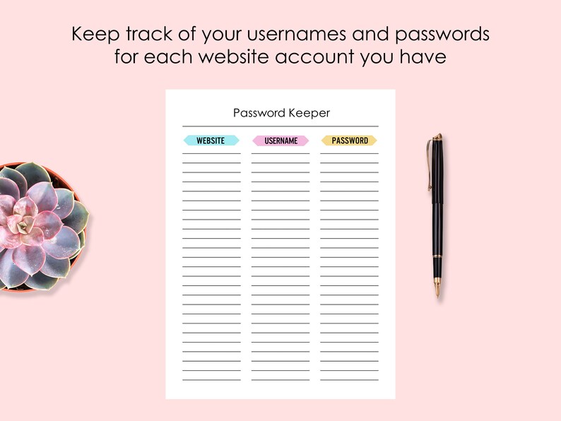 Password Tracker Sheet Password Log Website Account Sheet PDF Printable image 3