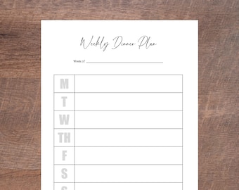 Printable Weekly Dinner Menu Planner - Etsy