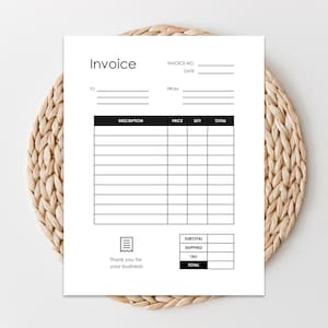 Invoice | Invoice Template, Small Business Invoice, Fillable Invoice, Invoice PDF, Instant Download