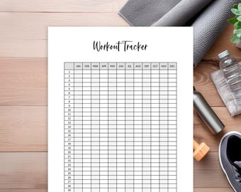 Workout-Tracker: Jährliches Fitness Log (Digitaler Download)