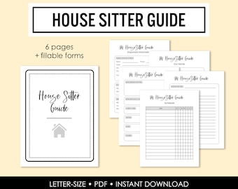 House Sitter Guide, Home Care Instructions, House Forms, PDF, Instant Download