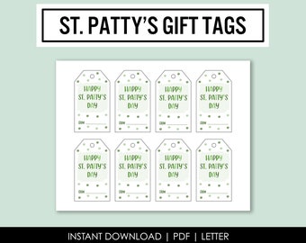 St. Patty's Day Gift Tags - Party Favor Tags - Instant Download - Printable Editable Gift Tags