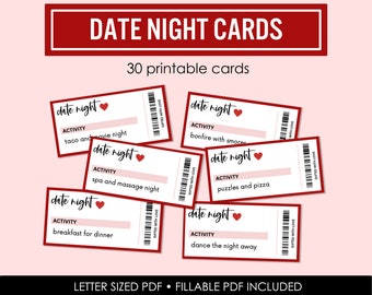 Date Night Coupons - Couples Activity Cards - Things to do for Couples - Love Coupons - Printable - PDF